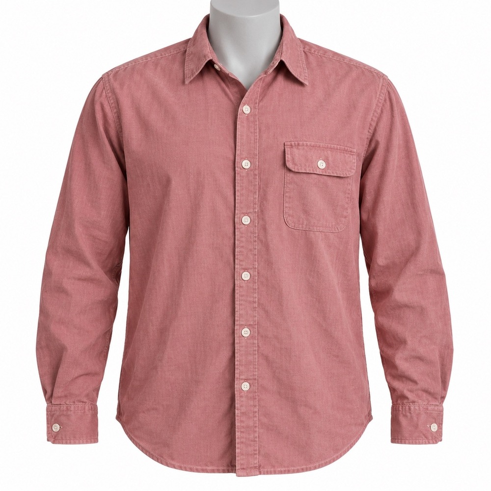 Arizona Jean Co Mens Large Red Long Sleeve Button Down Cotton Shirt Pocket L